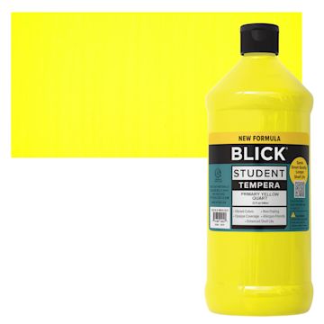 Open in modal - Blick Student Tempera Paint - Primary Yellow, 32 oz bottle and swatch