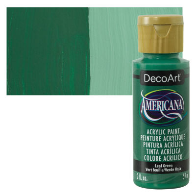 DecoArt Americana Acrylic Paint - Leaf Green, 2 oz, Swatch with bottle