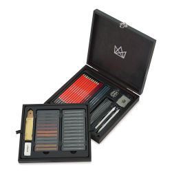 Kingart Sketching Set - Open case with one tray removed showing components of Sketching Set