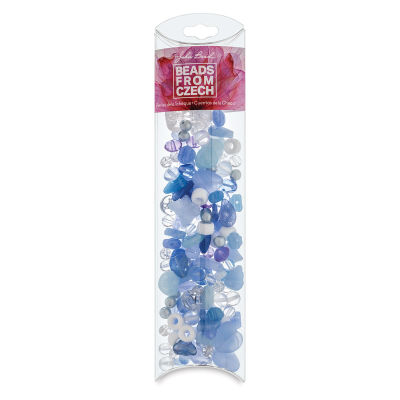 John Bead Czech Glass Bead Mix - Blue Washed, 100 g