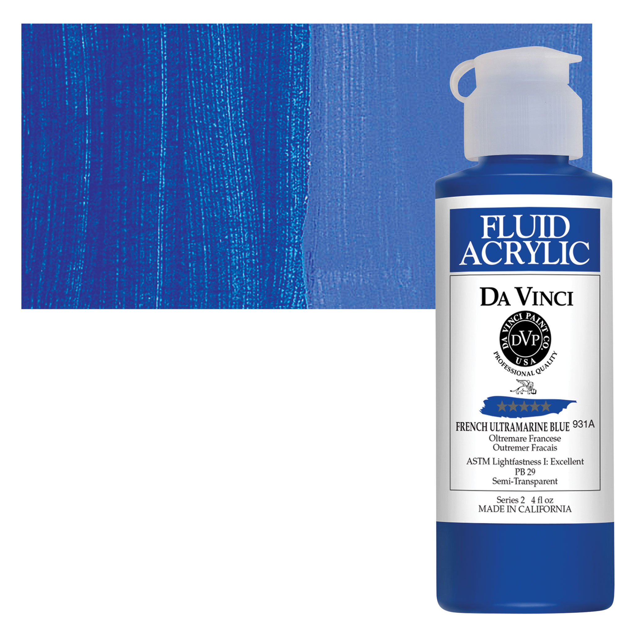 Da Vinci French Ultramarine Blue Artist Fluid Acrylic Paint – 4oz