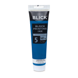 Blick Water-Soluble Block Printing Ink - Front of Blue 5 oz tube shown