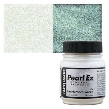 Open in modal - Jacquard Pearl-Ex Pigment - 0.50 oz, Interference Green jar and swatch