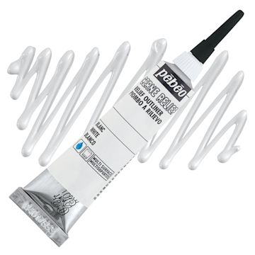 Open in modal - Pebeo Vitrail Paint Outliner - White Outliner, 20 ml tube and swatch
