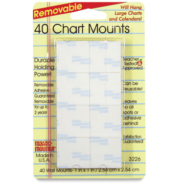 Removable Mounting Tabs - Front of blister package of 40 1" tabs