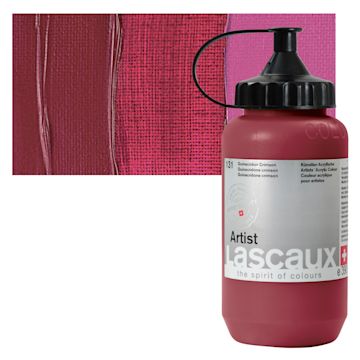 Open in modal - Lascaux Artist Acrylic - Quinacridone Crimson, 390 ml Tube and swatch