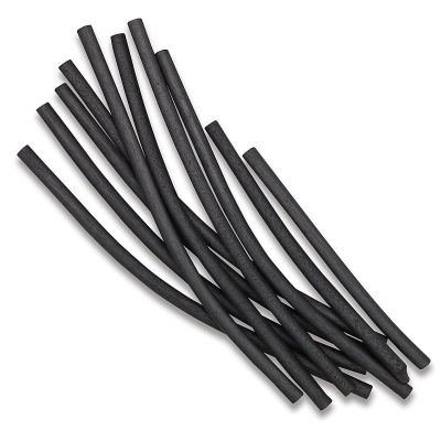Grumbacher Willow Charcoal - 12 Medium thickness Charcoal sticks shown in pile
