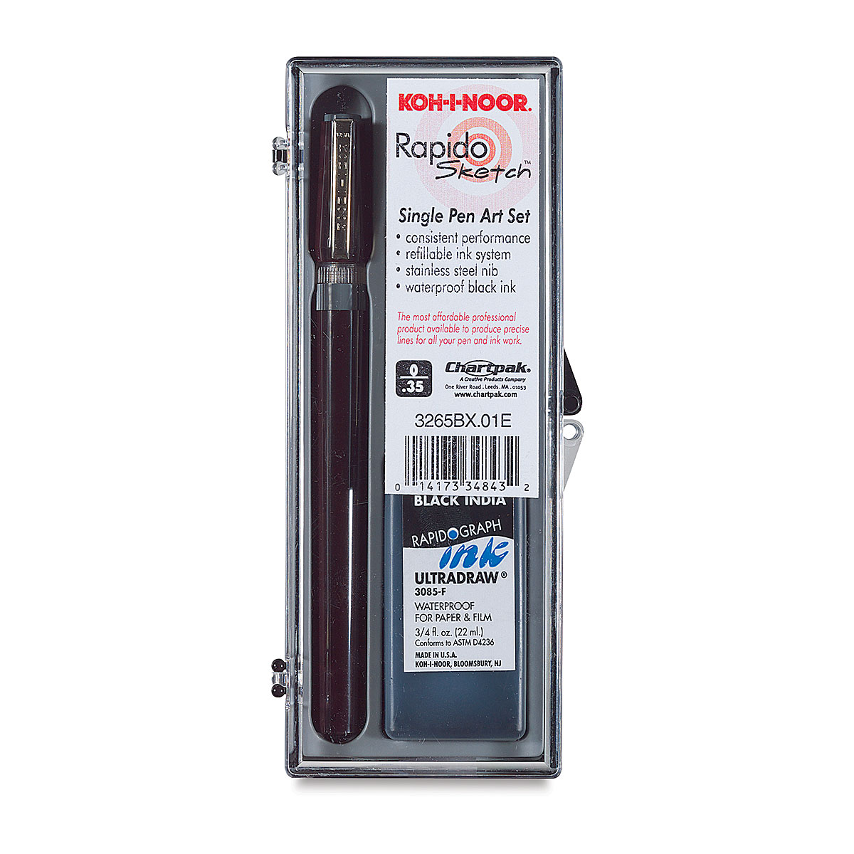 Koh-I-Noor Rapidograph Pen and Ink Set, 25mm Pen Nib and .75 oz. Bottle of  Ultradraw Black Ink, 1 Set Each (3165BX.ZZZ)