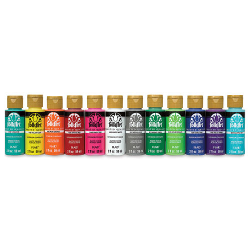 FolkArt Matte Acrylic Paint - Set of 12, Festival Colors, 2 oz, Bottles