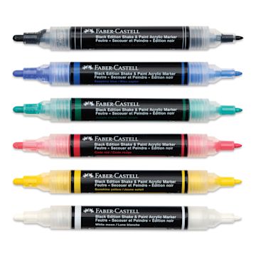Open in modal - Faber-Castell Black Edition Twin Acrylic Marker - Classic Colors, Set of 6, cap off