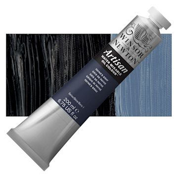 Open in modal - Winsor & Newton Artisan Water Mixable Oil Paint - Payne's Gray, 200 ml tube and swatch