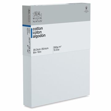 Open in modal - Winsor & Newton Classic Cotton Canvas - Angled view of Deep Edge Canvas with label