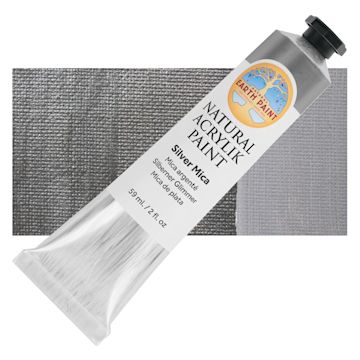 Open in modal - Natural Earth Paint Natural Acrylik Paint - Silver Mica, 59 ml tube and swatch