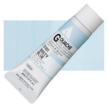 Open in modal - Holbein Acrylic Gouache - Misty Blue, 40 ml tube and swatch