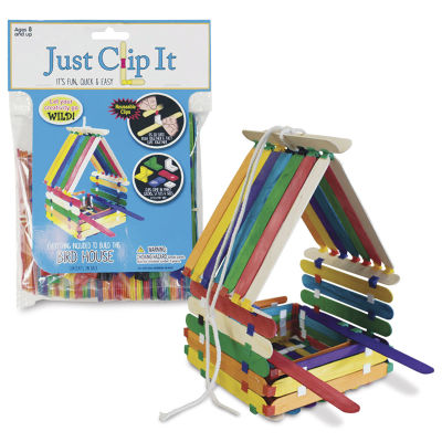 Pepperell Just Clip It Build Sticks Bird Feeder Kit - Package shown with finished Feeder
