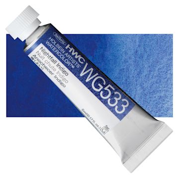 Open in modal - Holbein Artists' Watercolor - Nightfall Indigo, 5 ml tube and swatch