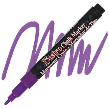 Open in modal - Marvy Uchida Bistro Chalk Marker - Fluorescent Violet, 6 mm marker and swatch