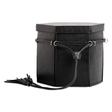Open in modal - Muud Evita Leather Storage Box - Black, XL - closed, front