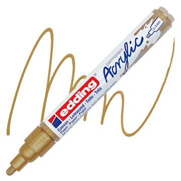 Open in modal - Edding Acrylic Paint Marker - Rich Gold 924, Medium marker and swatch