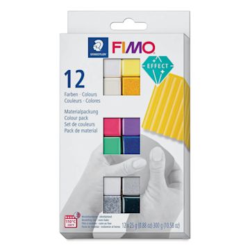 Open in modal - Staedtler Fimo Glitter Effect Polymer Clay - Assorted Colors, Set of 12 - front of packaging