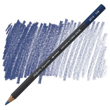 Open in modal - Caran D'Ache Museum Aquarelle Pencil - Night Blue pencil and swatch
