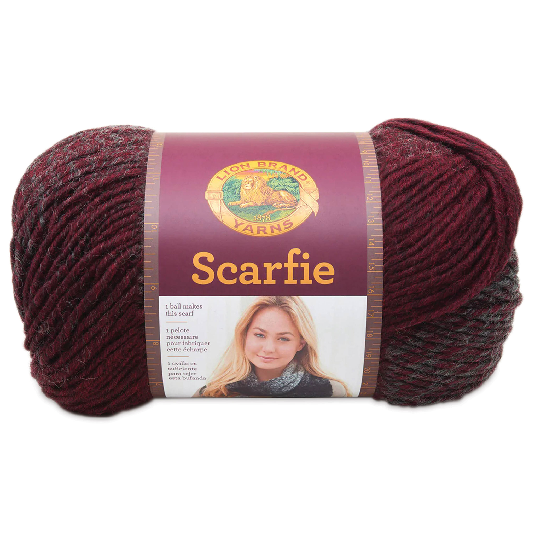Lion Brand Scarfie Yarn, Cream/Taupe, 312 yds