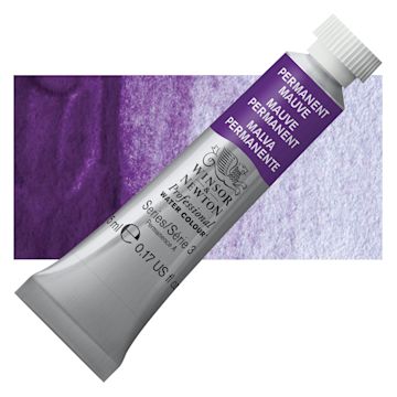 Open in modal - Winsor & Newton Professional Watercolor - Permanent Mauve, 5 ml Tube and swatch