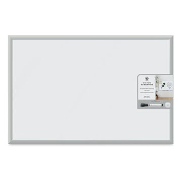 Open in modal - U Brands Silver Frame Magnetic White Board - 23" x 35" shown with label