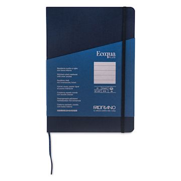 Open in modal - Fabriano EcoQua Plus Stitch-Bound Notebook - Navy, 5-4/5" x 8-1/4", Lined, front cover
