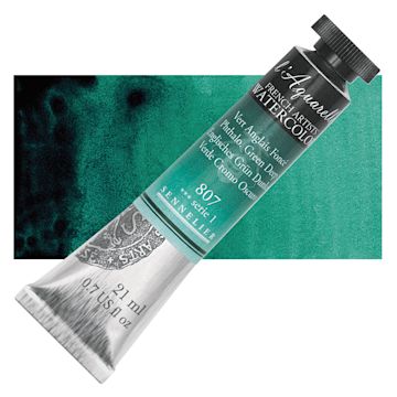 Open in modal - Sennelier French Artists' Watercolor - Phthalo Green Deep, 21 ml, Tube and swatch