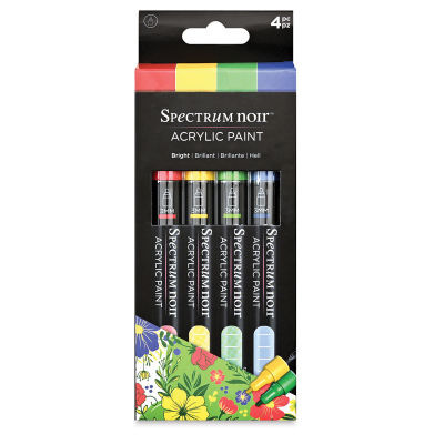 Spectrum Noir Acrylic Paint Markers - Bright Colors, Set of 4 (front of package)