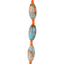 John Bead DIY Designer Glass Bead Strand - Marble, Blue and Orange
