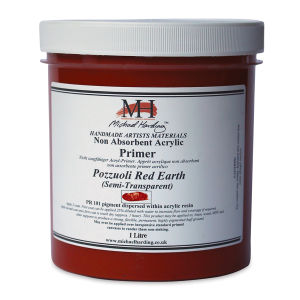 Michael Harding Non-Absorbent Acrylic Primer - Front view of Pozzuoli Red Earth 1 Liter Jar