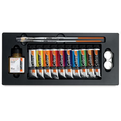 Royal Talens Cobra Water Mixable Oil Color Sets - Components of Combo Set of 10 in open package