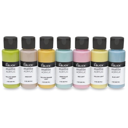 Blick Matte Acrylics - Pastel Colors, Set of 7, 2 oz bottles