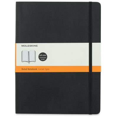 Moleskine Classic Soft Cover Notebook - Black, Ruled, 9-3/4" x 7-1/2"