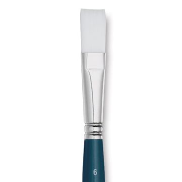 Open in modal - Grumbacher Academy Watercolor Brush - Flat Shader, Short Handle, Size 6 close up