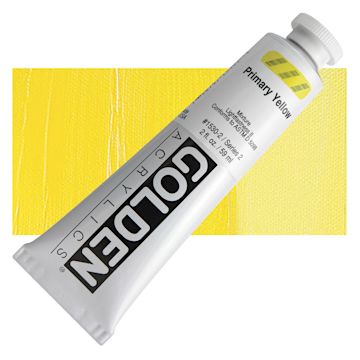 Open in modal - Golden Heavy Body Artist Acrylic - Primary Yellow, 2 oz tube and swatch