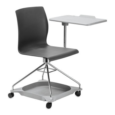 National Public Seating Black CoGo Chair-right side view showing storage and tablet arm on left side
