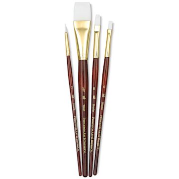 Open in modal - Princeton Real Value Brush Set - 9125, White Taklon, Short Handle, Set of 4