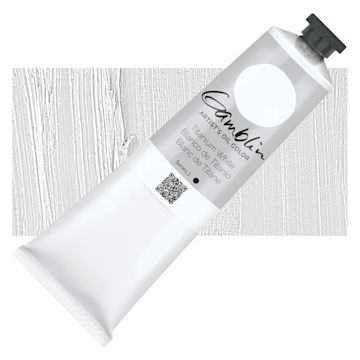 Open in modal - Gamblin Artist's Oil Color - Titanium White, 150 ml tube and swatch