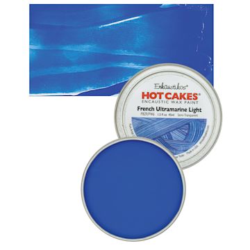 Open in modal - Enkaustikos Hot Cakes Encaustic Wax Paint - French Ultramarine Light, 45 ml tin and swatch