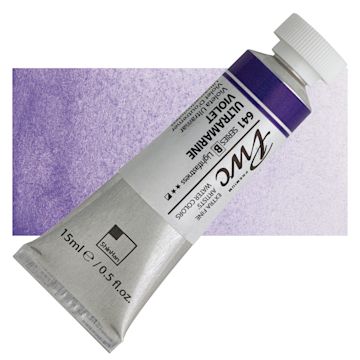 Open in modal - PWC Extra Fine Professional Watercolor - Ultramarine Violet, 15 ml, Tube and swatch