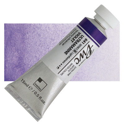PWC Extra Fine Professional Watercolor - Ultramarine Violet, 15 ml, Swatch with Tube