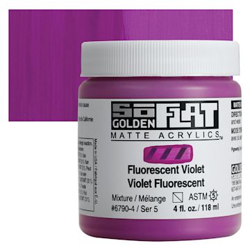 Open in modal - Golden SoFlat Matte Acrylic Paint - Fluorescent Violet, 118 ml, Jar and swatch