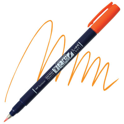 Tombow Fudenosuke Brush Pen - Orange, Hard Tip