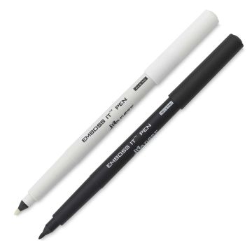 Ranger Emboss It Pens - White and Black Embossing Pens shown uncapped at angle