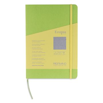 Open in modal - Fabriano EcoQua Plus Stitch-Bound Notebook - Lime, 5-4/5" x 8-1/4", Dot Grid, front cover
