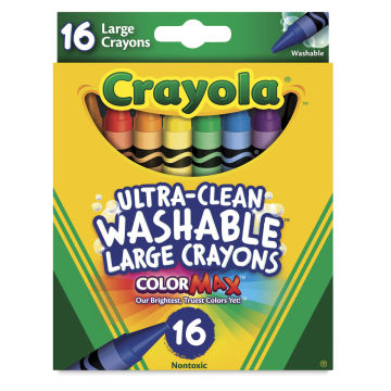 Crayola Ultra-Clean Washable Crayons - Front of package of 16 Large size Crayons
