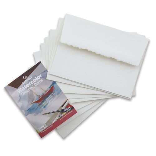 Canson Blank Greeting Cards - White, Watercolor with Envelope, Pkg of 6